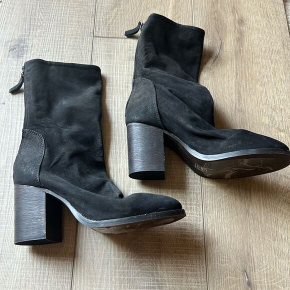 Free People Ellie Block Heel Boot Black Suede US 7 - Picture 2 of 14